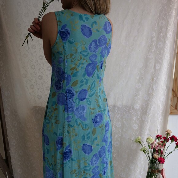 Vintage 1990s JULIA 100% Viscose Spring Summer Flowy Breathable Sundress Dress - Picture 6 of 12